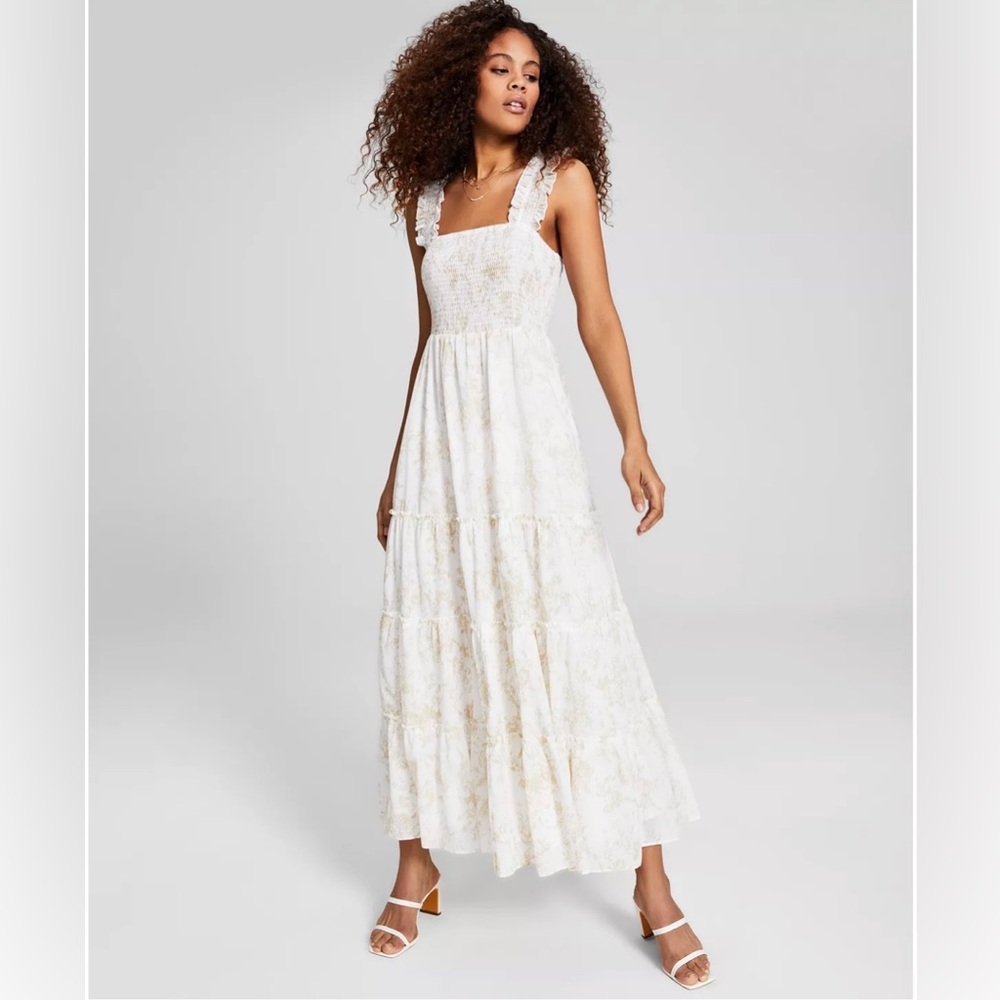 NWT And Now This Women’s Spring Maxi Dress Size Medium Neutral White Floral